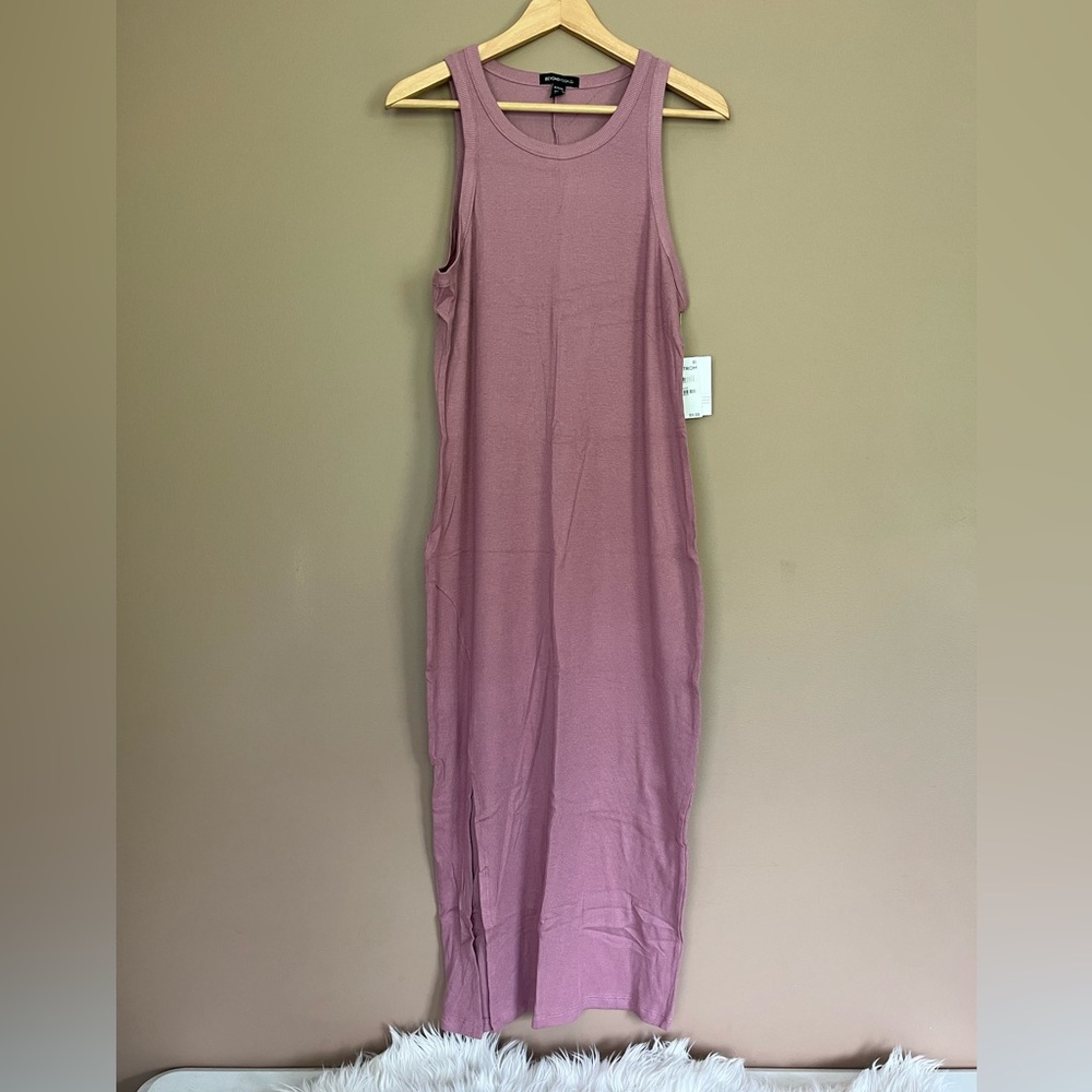 {Beyond Yoga} Ease Into It Ribbed Midi Tank Dress in Faded Mauve - Womens XL